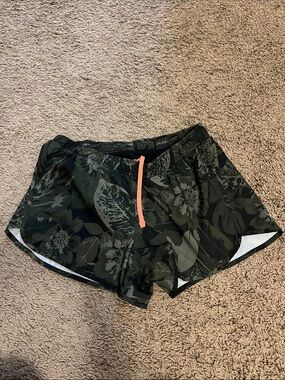 Old Navy Dark Floral Athletic Shorts with Coral Drawstring